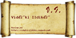 Vidéki Ildikó névjegykártya